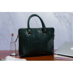 Elemental Laptop Bag- Dark Green Leather